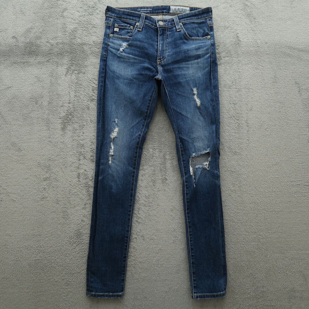 AG Jeans Women's Size 26R Blue Low-Rise Legging Ankle 28" Inseam Distressed